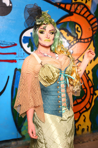 Set #04 in Mountain Stream Mermaid *Includes Wench Corset + Siren Skirt + Seashell Crop - The Shells Belles Collection