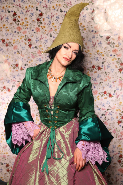 Detachable Renaissance Bell Sleeves in Shamrock Damask - The Tudor Tidings Collection