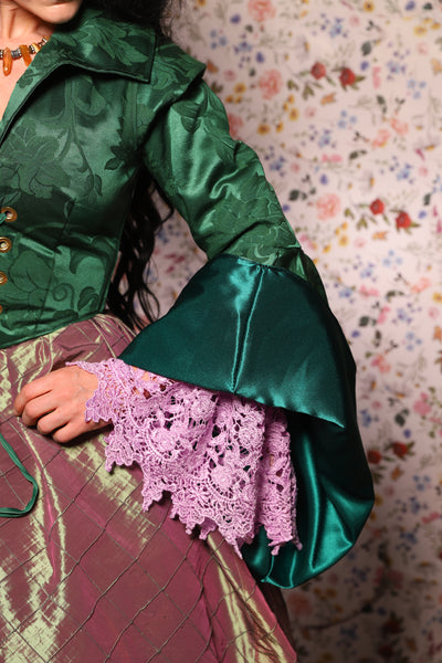 Detachable Renaissance Bell Sleeves in Shamrock Damask - The Tudor Tidings Collection