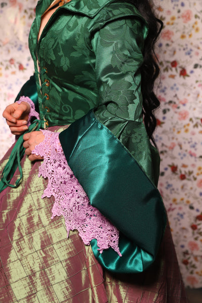 Detachable Renaissance Bell Sleeves in Shamrock Damask - The Tudor Tidings Collection