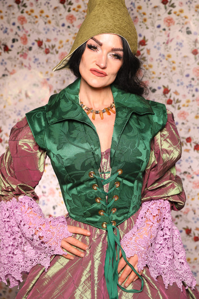 Guinevere II Bodice in Shamrock Damask - The Tudor Tidings Collection