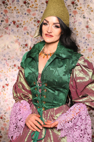 Guinevere II Bodice in Shamrock Damask - The Tudor Tidings Collection
