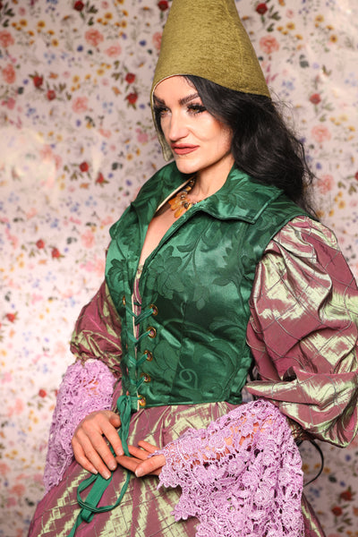 Guinevere II Bodice in Shamrock Damask - The Tudor Tidings Collection