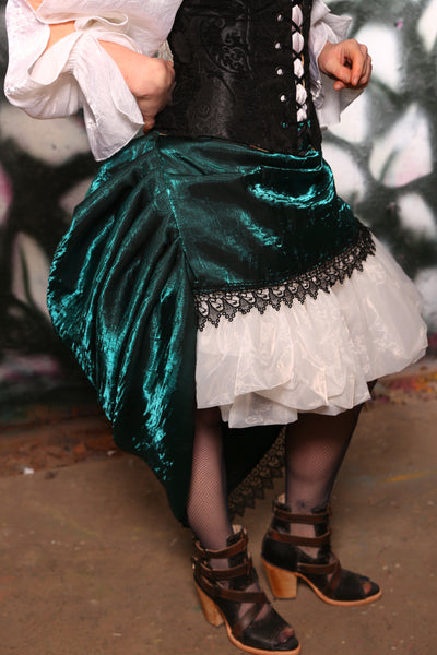 Apron Front Bustle in Crushed Emerald #03 - The Gemstone Alley Collection