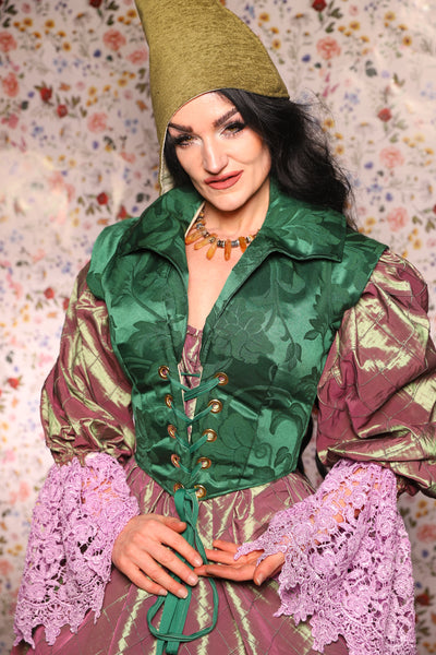 Guinevere II Bodice in Shamrock Damask - The Tudor Tidings Collection