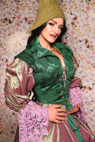 Guinevere II Bodice in Shamrock Damask - The Tudor Tidings Collection