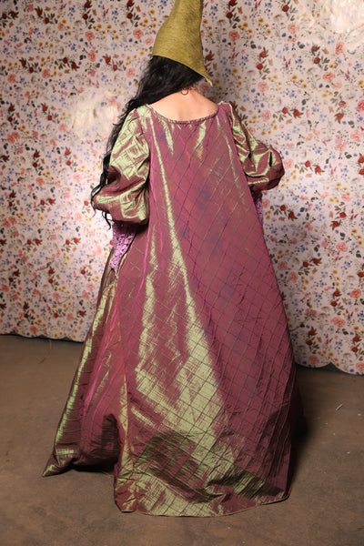 Medieval Gown with Long Lavender Lace Trim in Embrace Two Tone Pintuck - The Tudor Tidings Collection