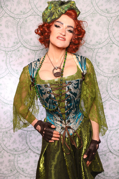 19. Elizabethan Corset In Teal Damask - The Tudor Tarot Collection