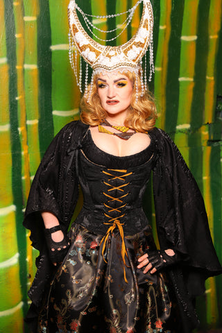 Maiden Bodice Corset in Pitch Black Medallion - The Eternal Flame Collection