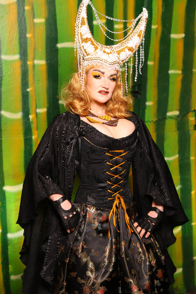 Maiden Bodice Corset in Pitch Black Medallion - The Eternal Flame Collection