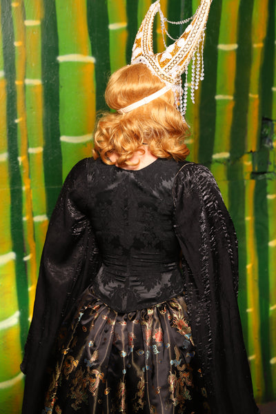 Maiden Bodice Corset in Pitch Black Medallion - The Eternal Flame Collection