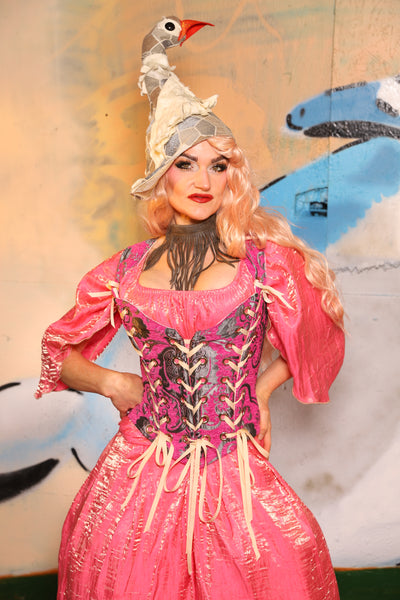 Triple Threat Overbust in Pink & Silver Medallion - The "Thrice as Nice" Collection
