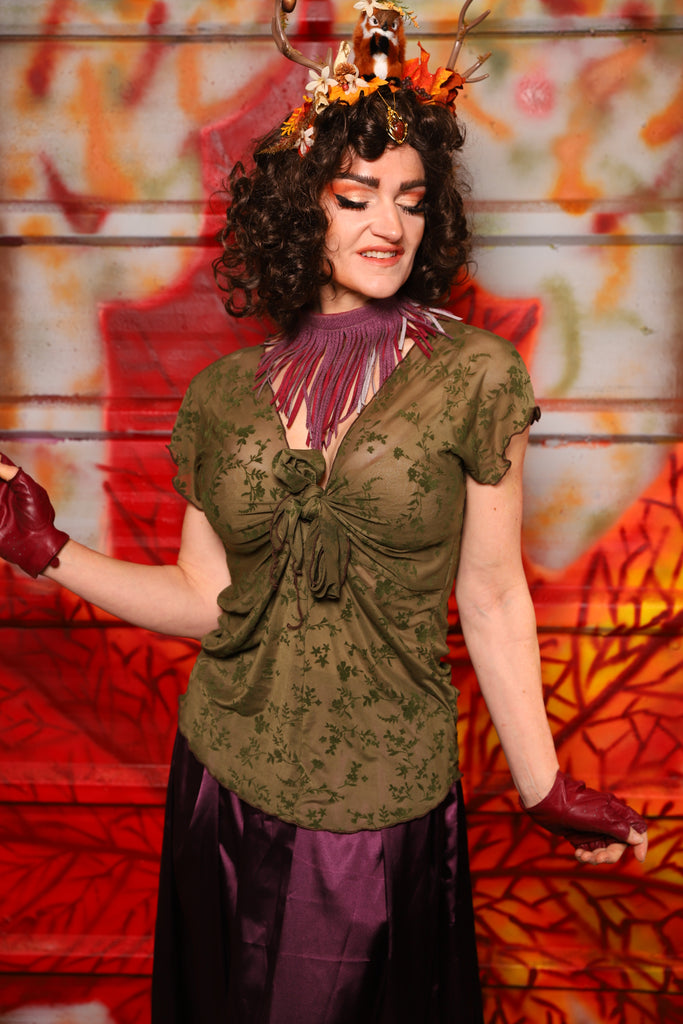 24. Knotty Blouse in Moss Stretch Burnout Mesh - The Fall Fabulosity! Collection