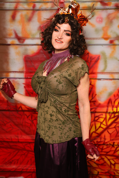 24. Knotty Blouse in Moss Stretch Burnout Mesh - The Fall Fabulosity! Collection