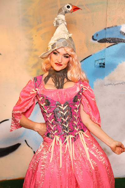 Triple Threat Overbust in Pink & Silver Medallion - The "Thrice as Nice" Collection
