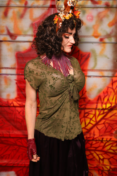 24. Knotty Blouse in Moss Stretch Burnout Mesh - The Fall Fabulosity! Collection