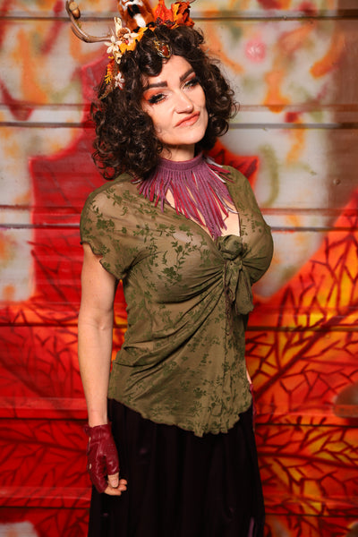 24. Knotty Blouse in Moss Stretch Burnout Mesh - The Fall Fabulosity! Collection