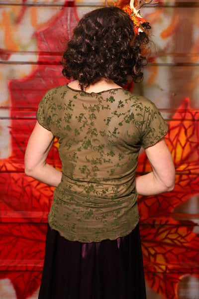 24. Knotty Blouse in Moss Stretch Burnout Mesh - The Fall Fabulosity! Collection