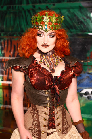 Cropped Elf Corset in Bog Witch Faux Leather -"Tadpoles & Toadstools Collection" #7