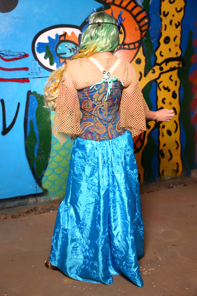 Set #02 Aquarius Paisley Mermaid *Includes Wench Corset + Siren Skirt + Seashell Crop - The Shells Belles Collection