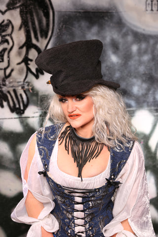 Mad Hatter Hat in Charcoal Upholstery #23 - The Gemstone Alley Collection