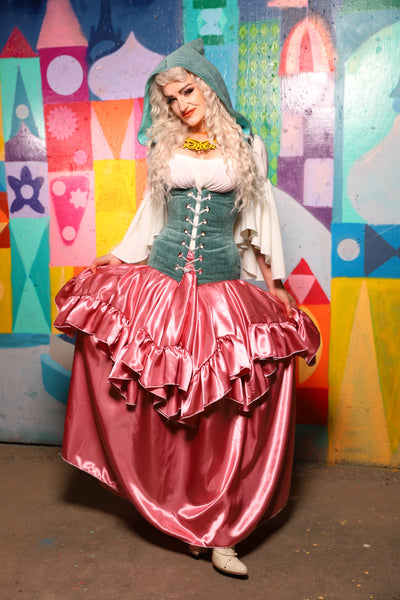 19. Mini Fairy Skirt w/ruffle in Bubblegum Satin - The World of Laughter and Hopes Collection