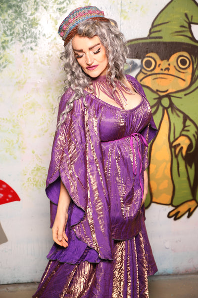 Classic Blouse w/Waterfall Sleeves in Two Tone Purple Sea Sunset Iridescent - Spooky Saturday Part 6