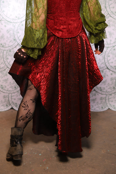 04. Crescent Skirt In Crimson Crushed Shimmer - The Tudor Tarot Collection