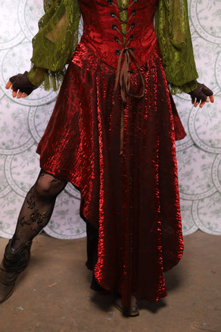 04. Crescent Skirt In Crimson Crushed Shimmer - The Tudor Tarot Collection