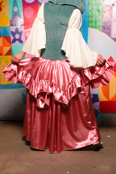 19. Mini Fairy Skirt w/ruffle in Bubblegum Satin - The World of Laughter and Hopes Collection