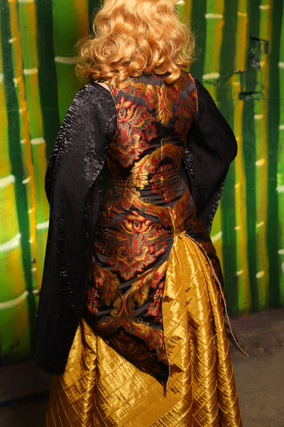 Vixen Corset w/Knee Length Tails & Pockets in Firecracker Medallion - The Eternal Flame Collection