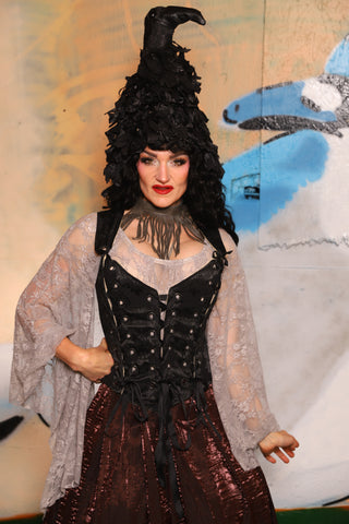 Triple Threat Overbust in Black Jacquard Medallion - The "Thrice as Nice" Collection