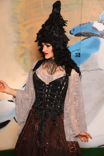Triple Threat Overbust in Black Jacquard Medallion - The "Thrice as Nice" Collection