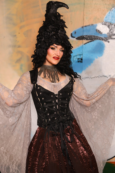 Triple Threat Overbust in Black Jacquard Medallion - The "Thrice as Nice" Collection