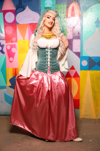 28. Tulip Skirt in Bubblegum Satin - The World of Laughter and Hopes Collection