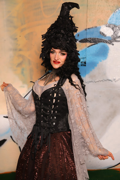 Triple Threat Overbust in Black Jacquard Medallion - The "Thrice as Nice" Collection