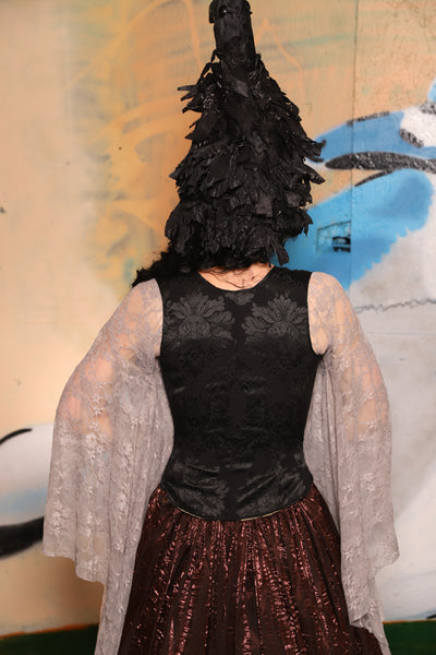 Triple Threat Overbust in Black Jacquard Medallion - The "Thrice as Nice" Collection