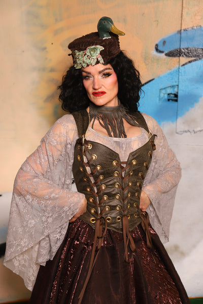 Triple Threat Overbust in Bog Faux Leather - The "Thrice as Nice" Collection