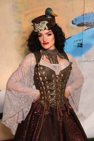Triple Threat Overbust in Bog Faux Leather - The "Thrice as Nice" Collection