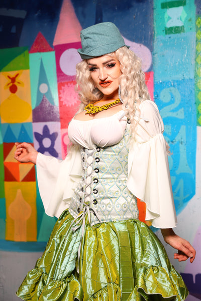 30. Vixen Underbust Corset in Mint Freakshow Jacquard - The World of Laughter and Hopes Collection