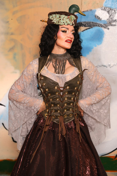 Triple Threat Overbust in Bog Faux Leather - The "Thrice as Nice" Collection