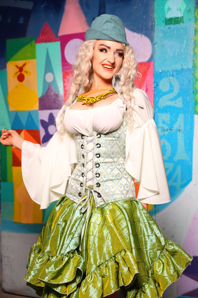 30. Vixen Underbust Corset in Mint Freakshow Jacquard - The World of Laughter and Hopes Collection