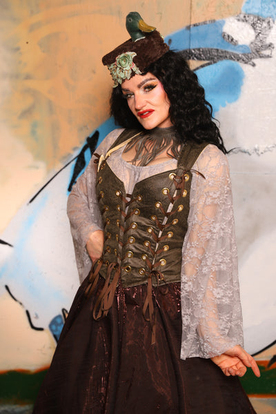 Triple Threat Overbust in Bog Faux Leather - The "Thrice as Nice" Collection