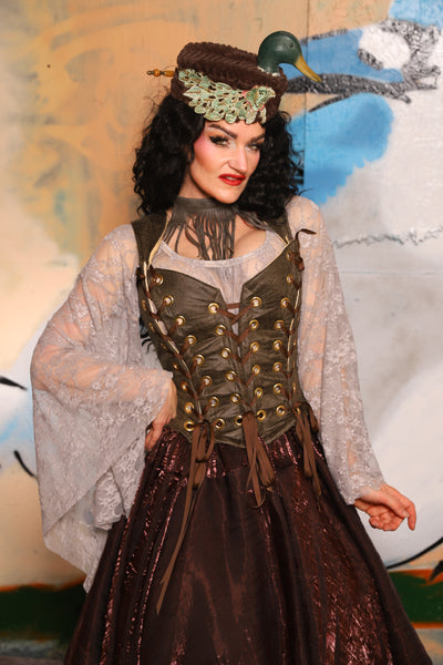 Triple Threat Overbust in Bog Faux Leather - The "Thrice as Nice" Collection