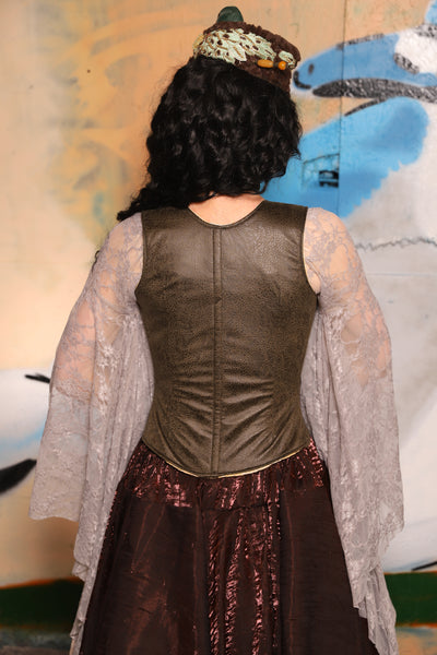 Triple Threat Overbust in Bog Faux Leather - The "Thrice as Nice" Collection