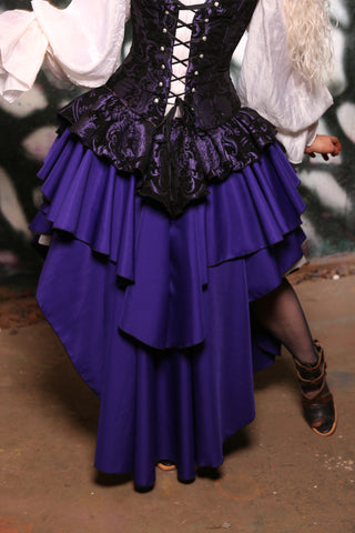 Deluxe Tie-On Two-Tier Peplum Ruffle in Purple & Black Medallion #17 - The Gemstone Alley Collection