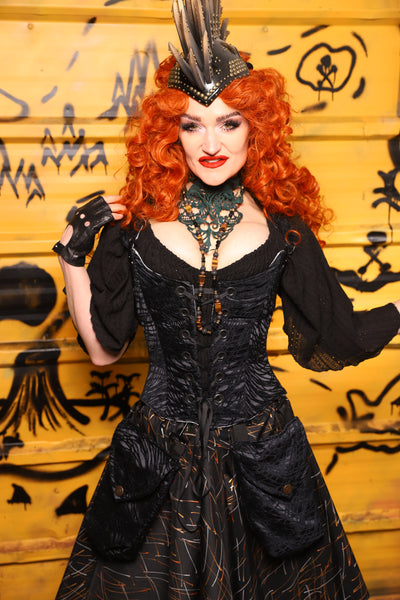 Maiden Bodice Corset in Black Tendrils - The Parlay and Promenade Collection