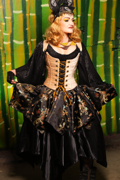 Mini Fairy Skirt in Ebony Dragon Brocade *Black Satin Waist Bands* - Restock!