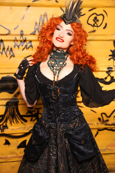 Maiden Bodice Corset in Black Tendrils - The Parlay and Promenade Collection