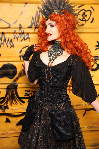 Maiden Bodice Corset in Black Tendrils - The Parlay and Promenade Collection
